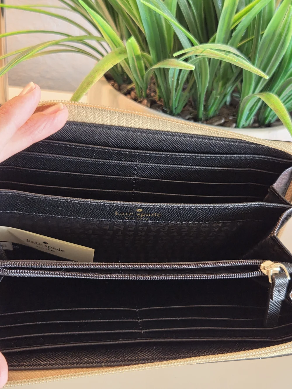 Kate Spade New York Mavis Street Neda Gold Glitter Wallet.